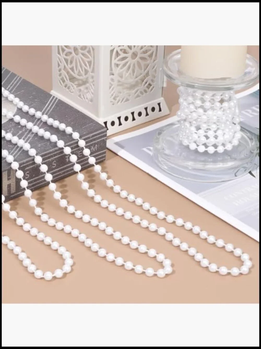 24 Faux Pearl Necklaces 6mm White Beaded Bulk 33 inch Strand Costume Jewelry